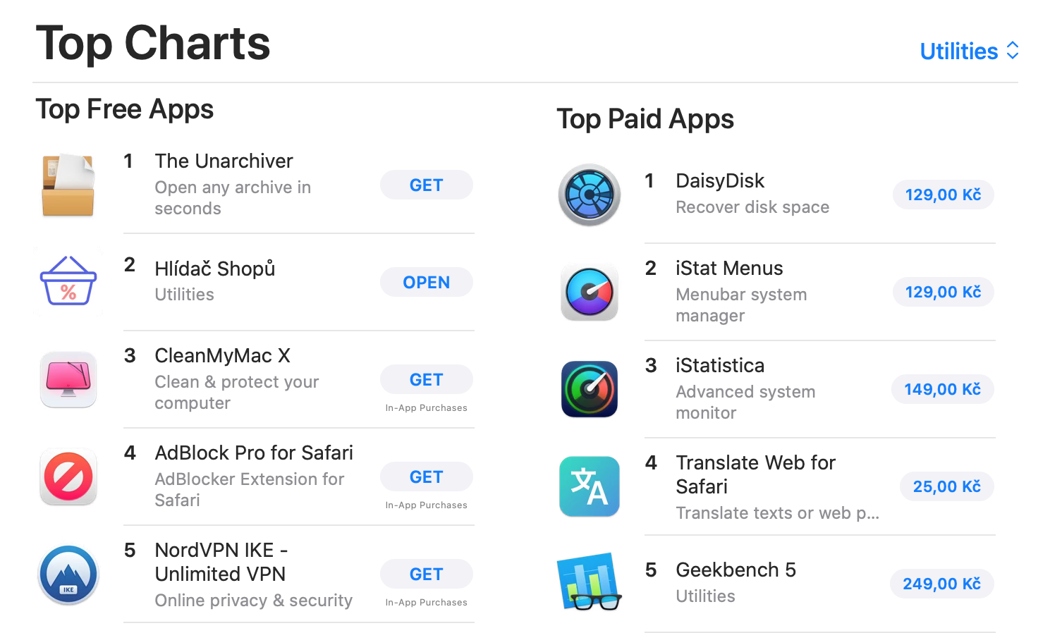 snímek obrazovky App Storu pro rozšírení do prohlízeče Safari