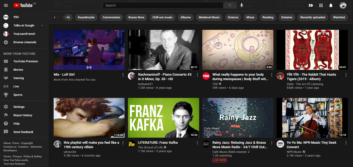 scrape YouTube: image of suggestions on YouTube