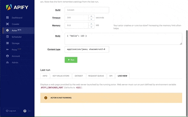 Apify actor beta configuration.