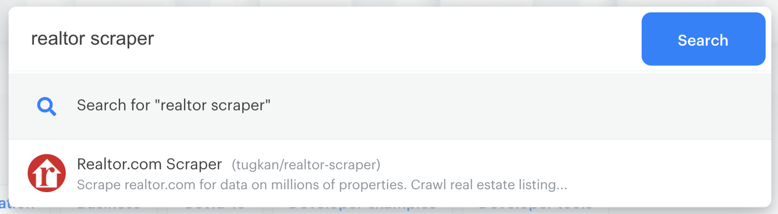 Search for Realtor Scraper in Apify Store