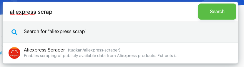 screenshot of a search for "aliexpress scraper" on Apify Store
