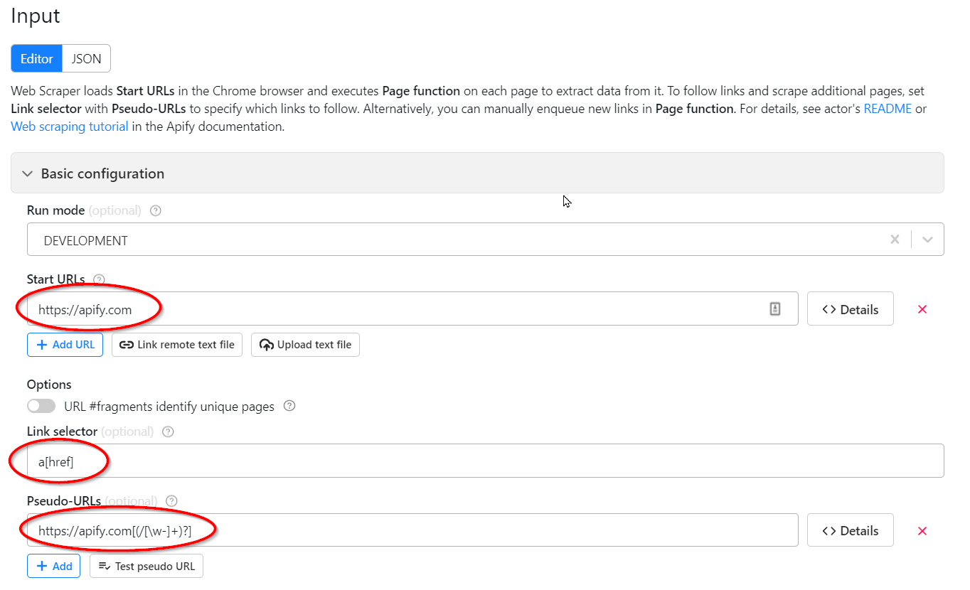 Delete the existing default input parameters