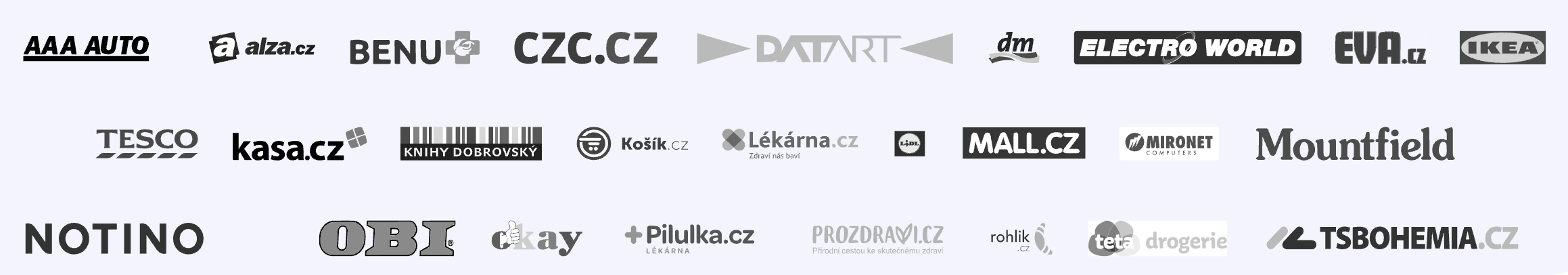 a collection of logos of eshops monitored by Hlídač shopů