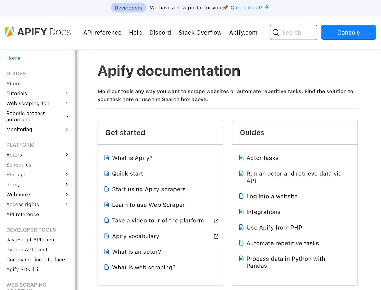 Apify docs are created and stored in a GitHub repository