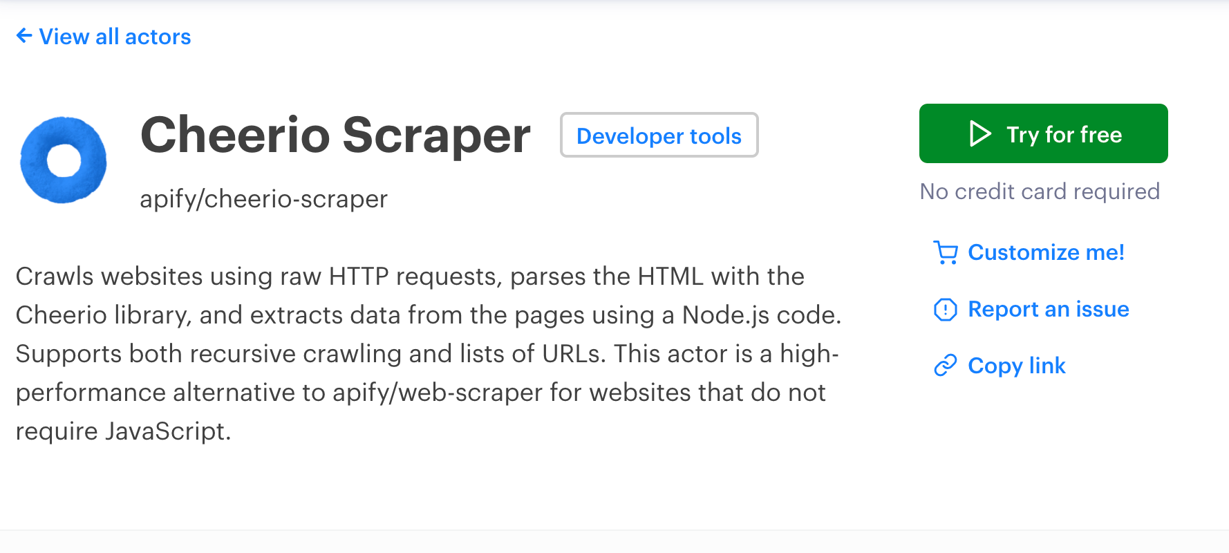 Cheerio Scraper on the Apify platform