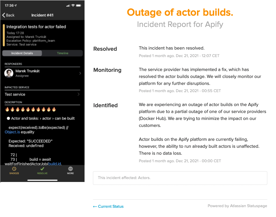 Here you can see our status page incident during the DockerHub outage (pull operations)