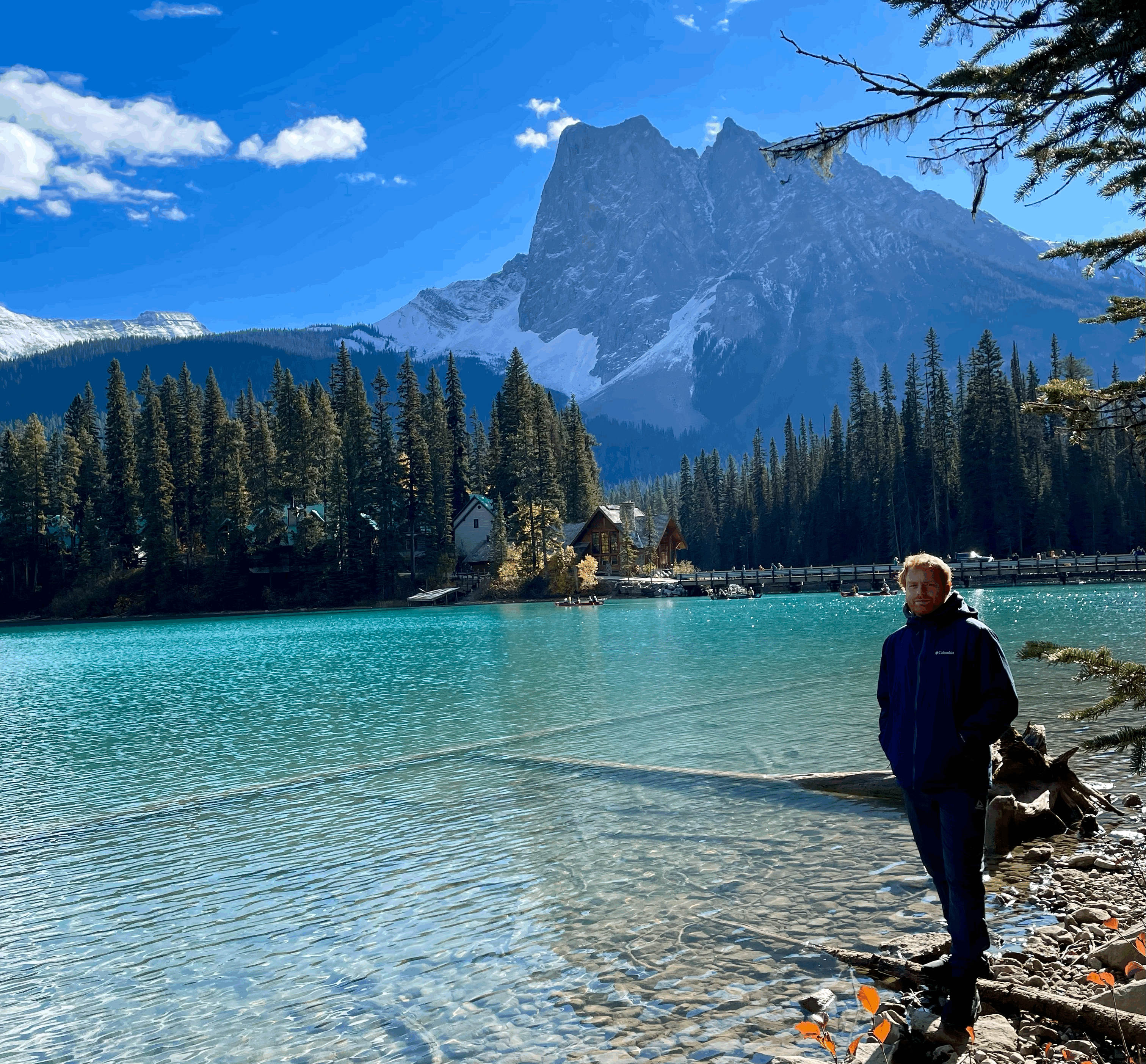 Man near lake.