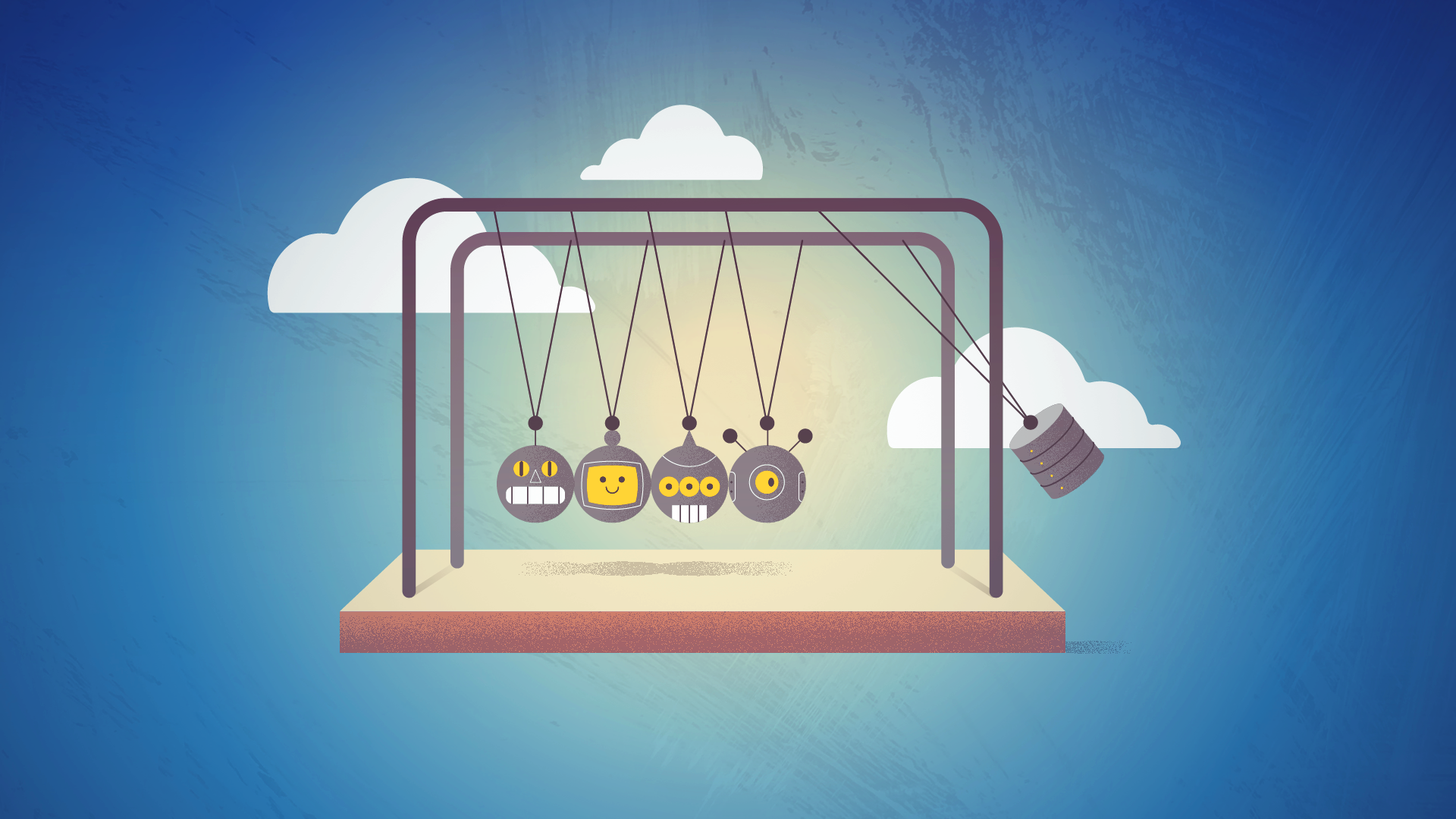 Cartoon of potential energy toy.