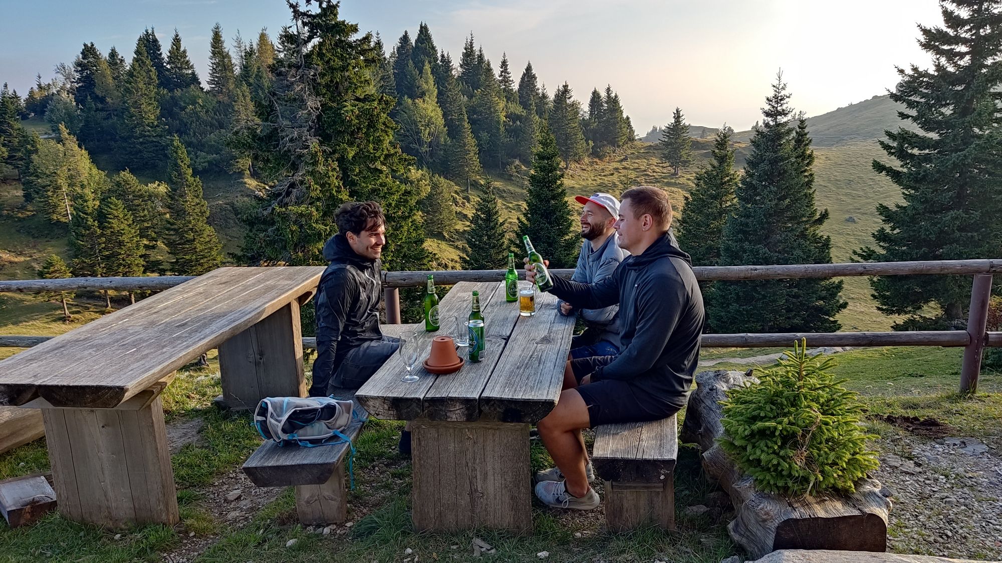 A beer pit stop on the biking trip to Croatia