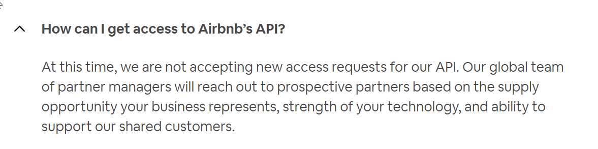 How can I get access to Airbnb's API?