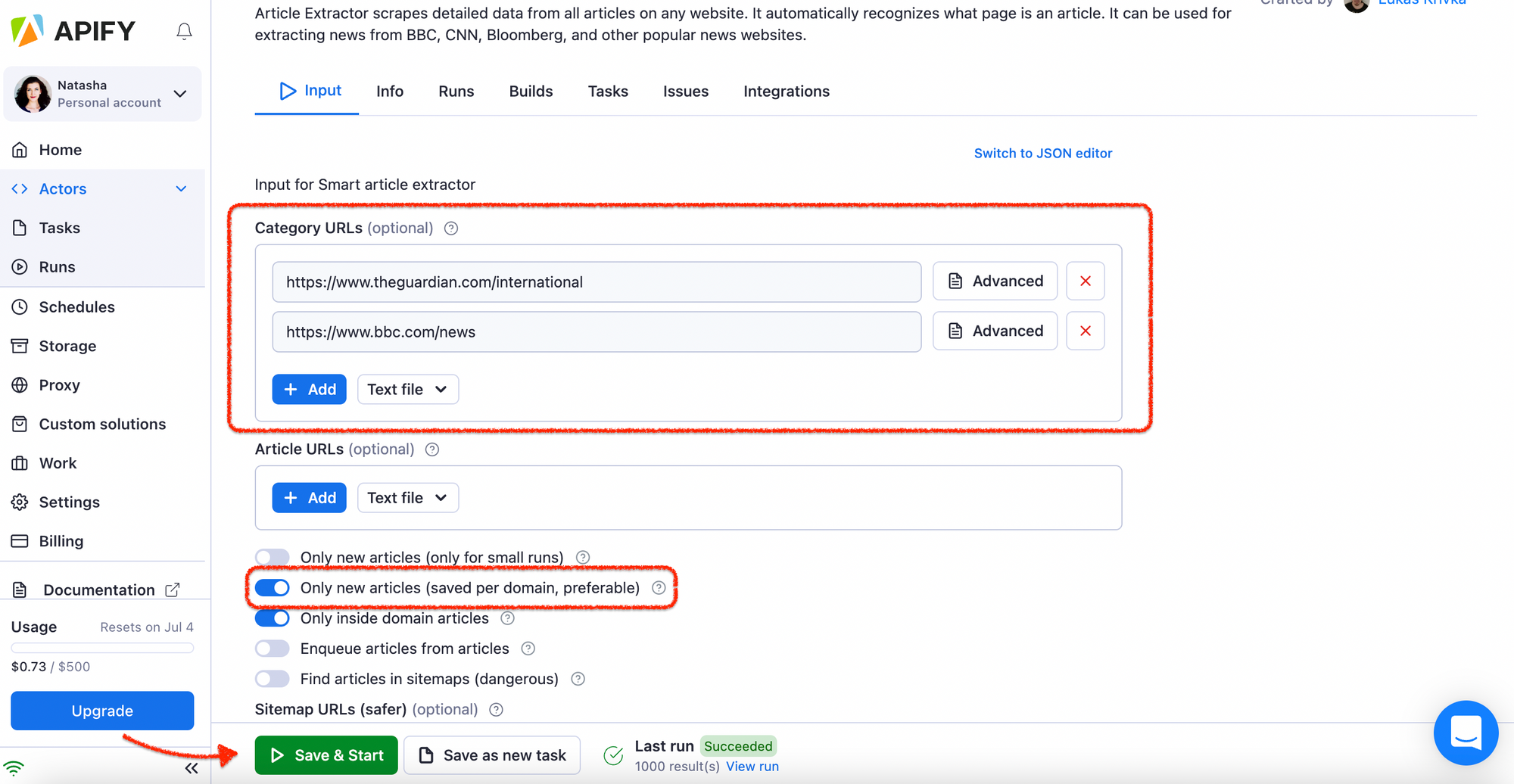 Only 2 fields to fill out here: a few website links and one toggle