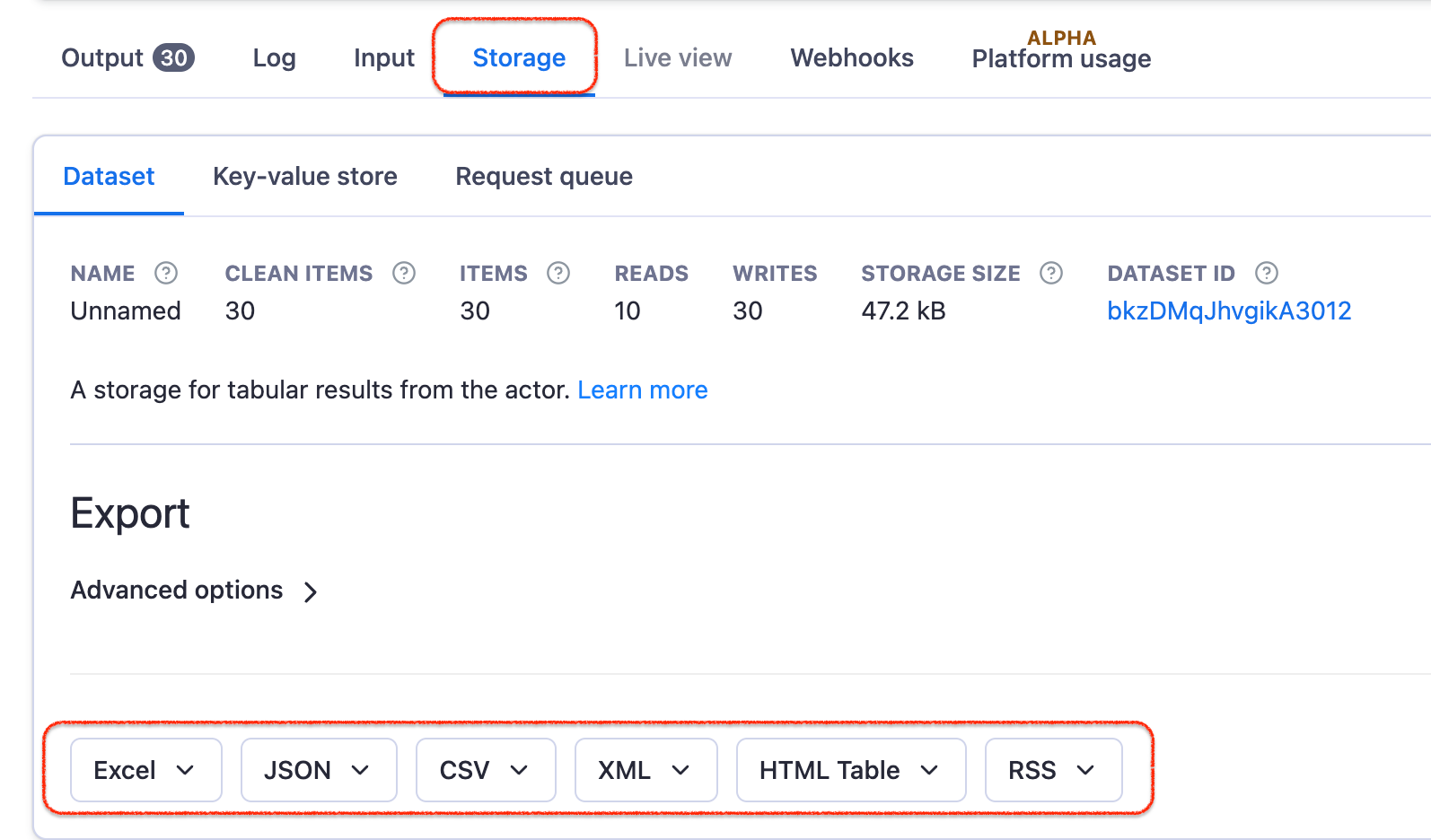 You can download your data in a number of formats