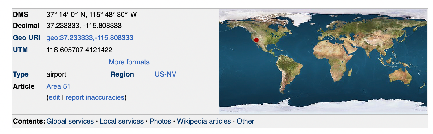 Area 51 coordinates stated in Wikipedia