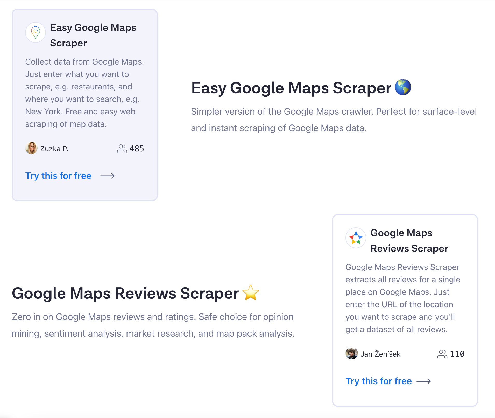 Sometimes less is more. Check out our targeted scrapers for Google Maps
