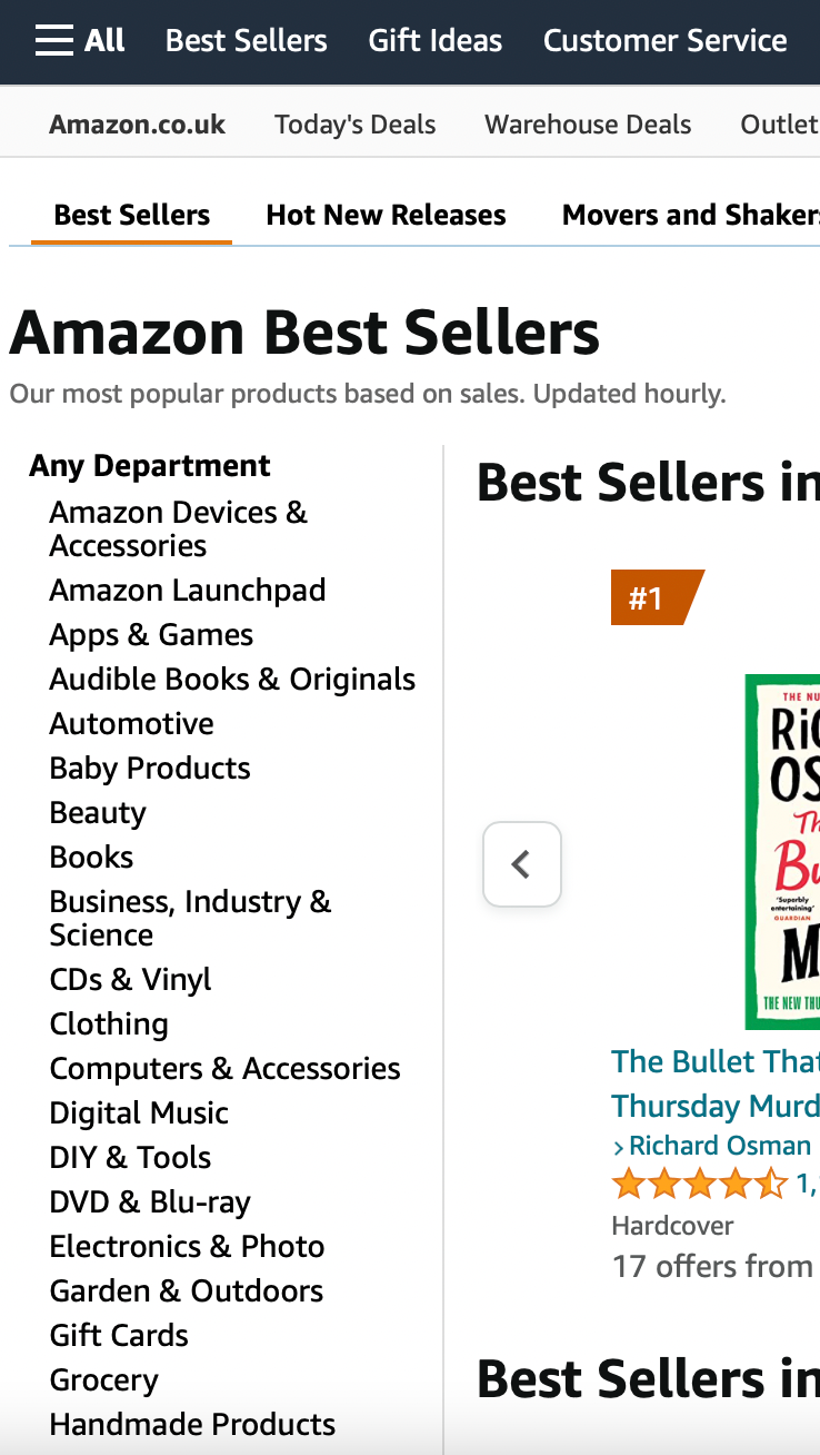 How to scrape data on  Best Sellers
