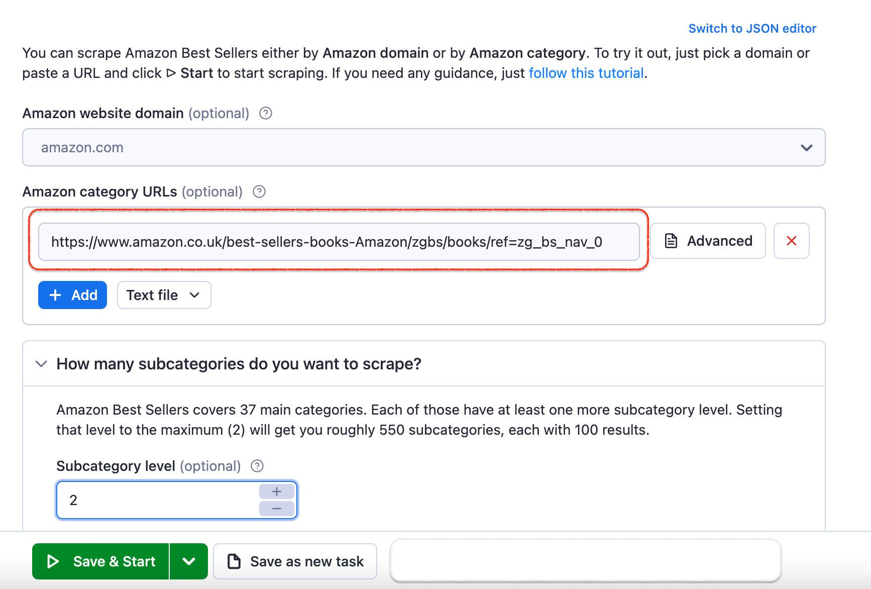 Use Amazon Best Sellers Scraper to extract product data from Amazon category URLs
