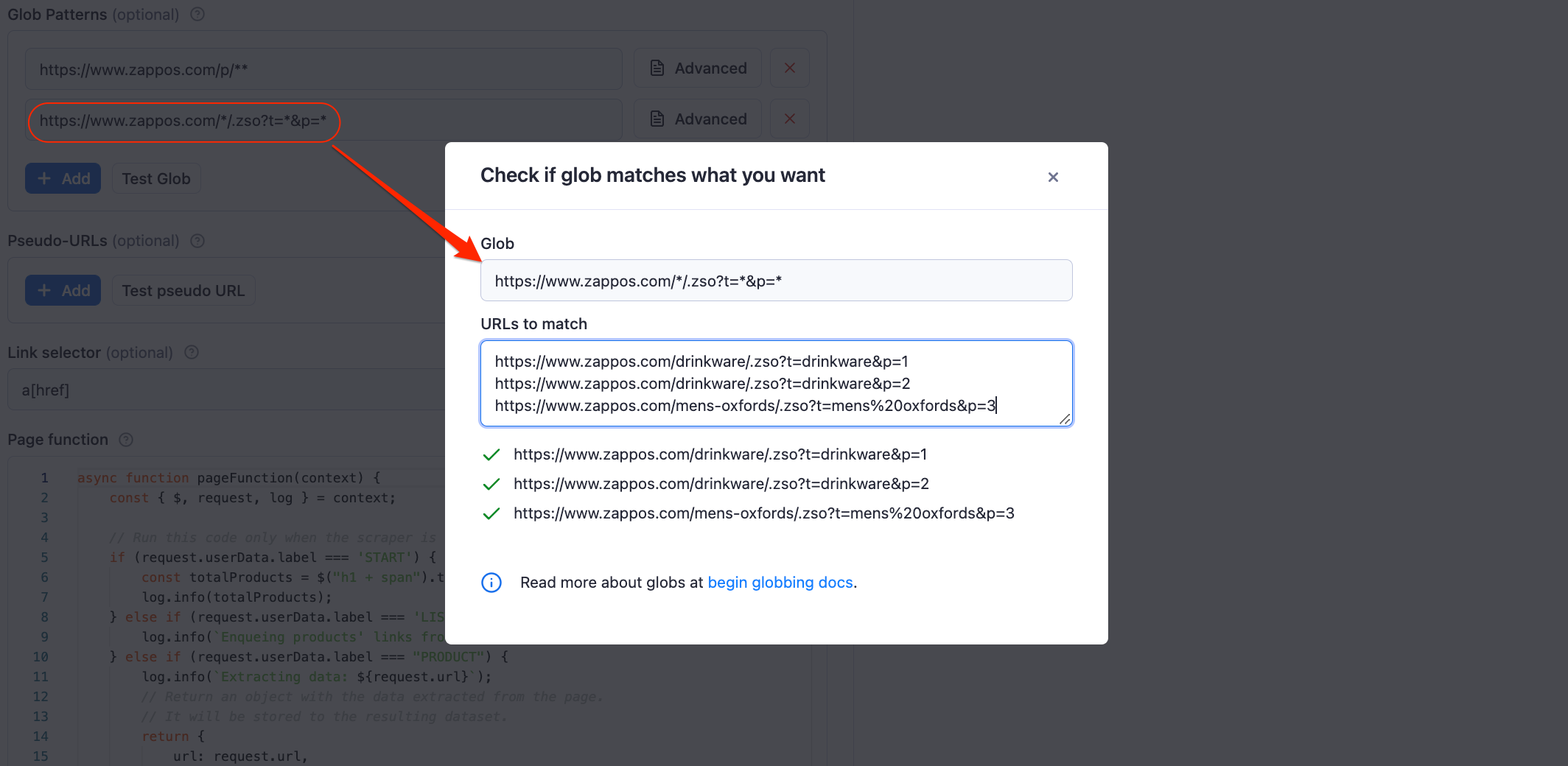 Pagination Glob Patterns