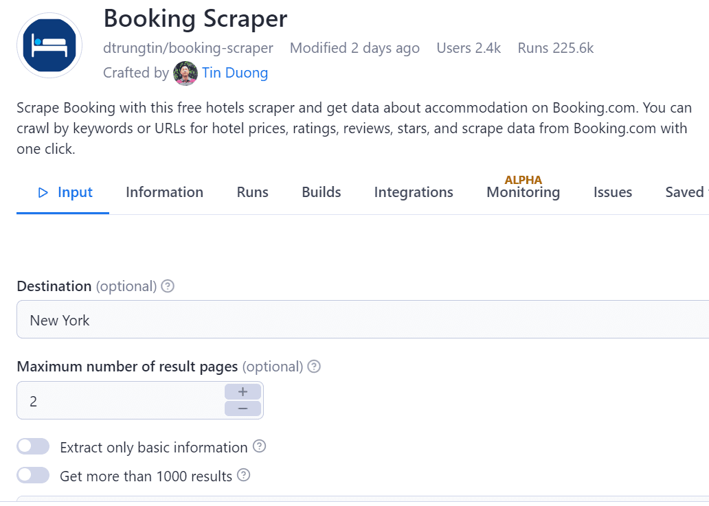 How to scrape Booking.com Step 3: Fill in the input fields
