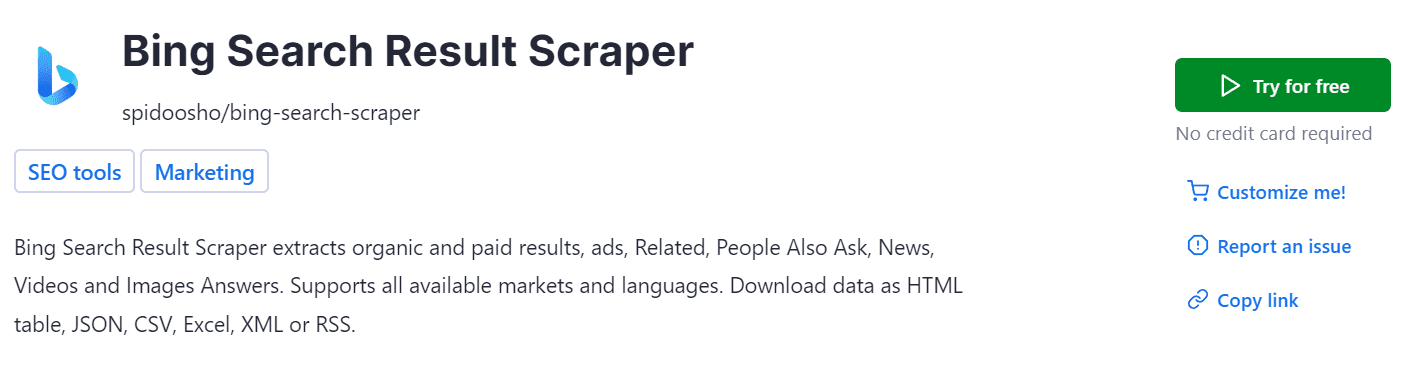 How to scrape Bing search results. Step 1. Go to Bing Search Result Scraper in Apify Store