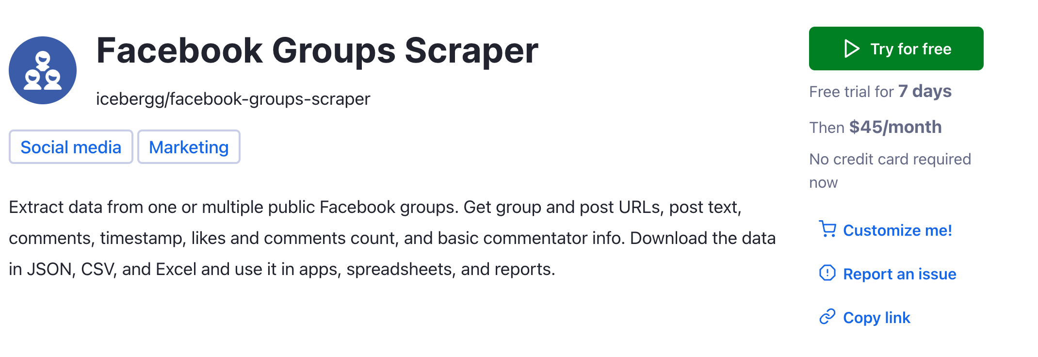 Step 1. Go to Facebook Groups Scraper - screenshot of Facebook Groups Scraper