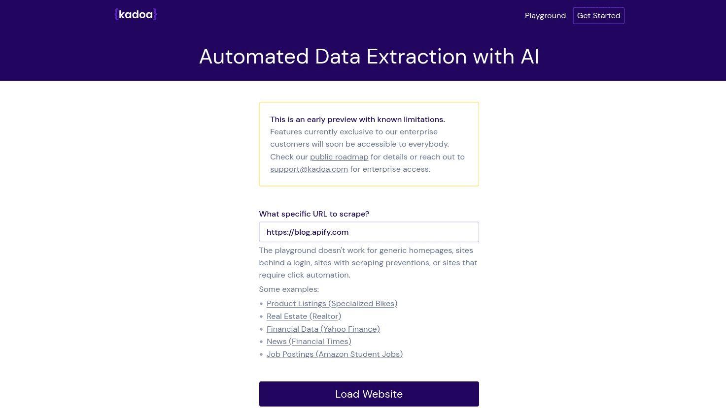 AI web scraper - Kadoa - Automated data extraction with AI