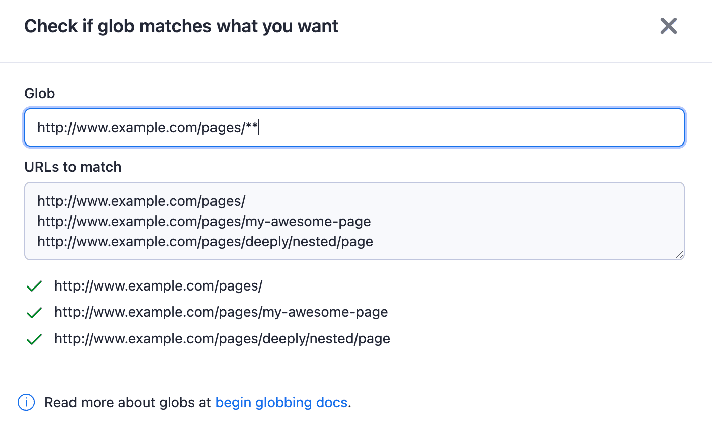 AI web scraping Glob matches