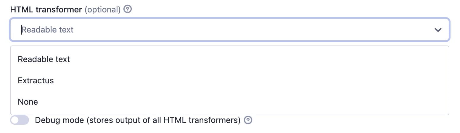 AI web scraping: HTML transformer options