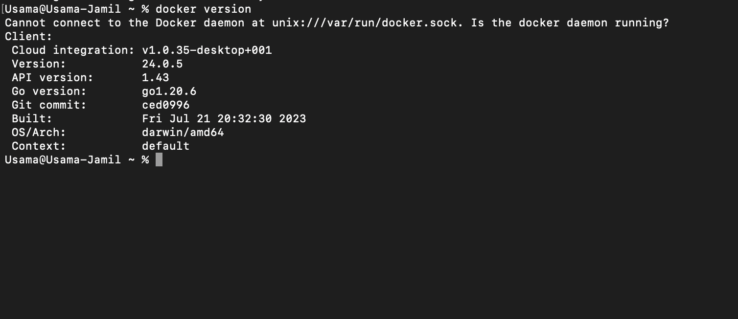 Docker on Python: Docker version displays