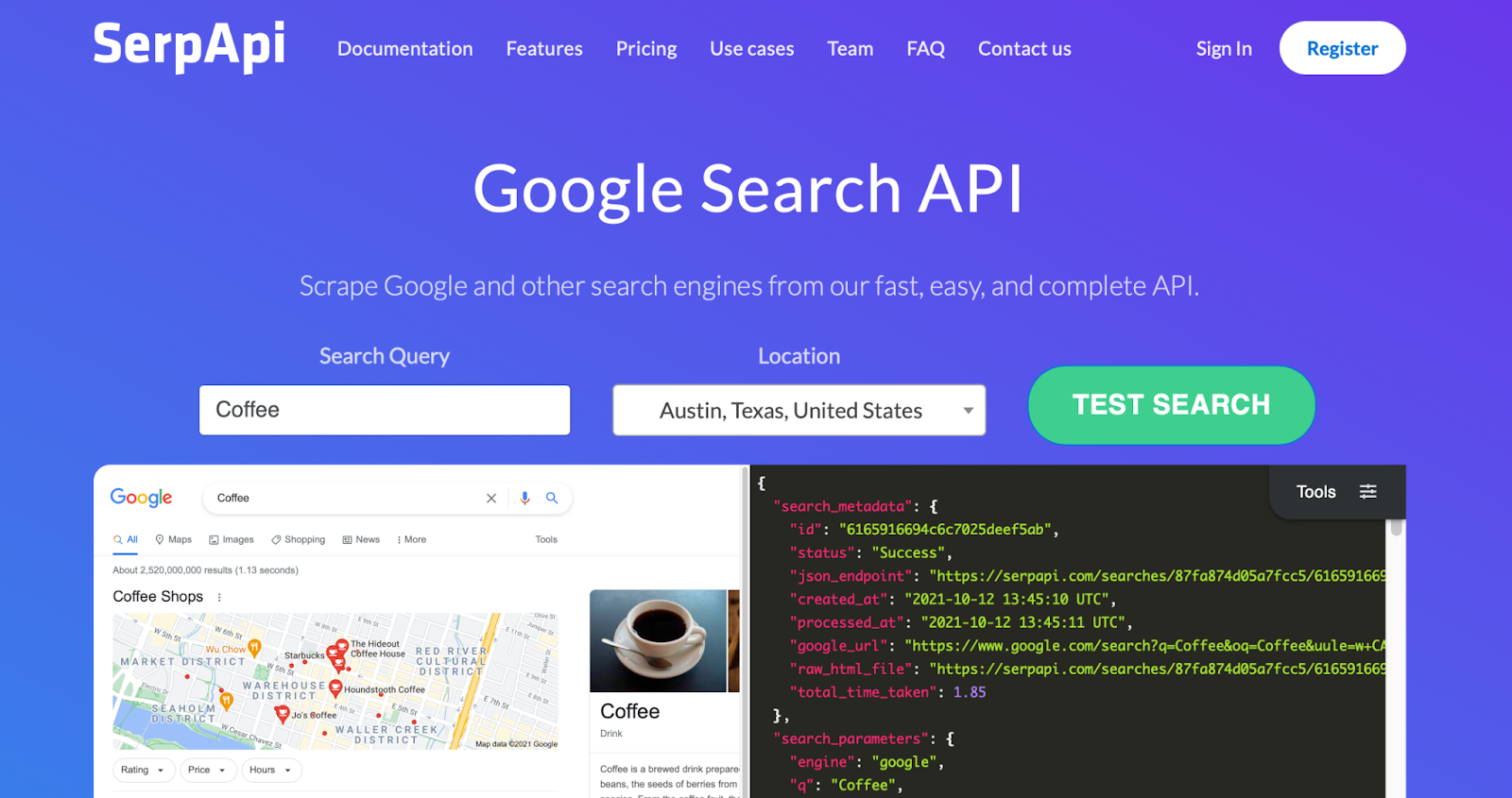 Google Organic Results API - SerpApi