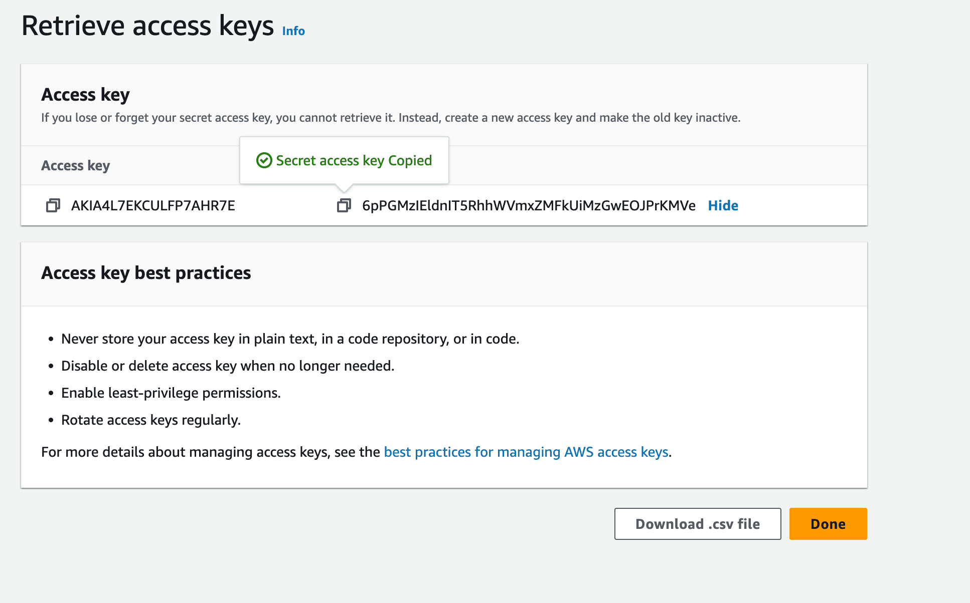 AWS Lambda retrieve access keys