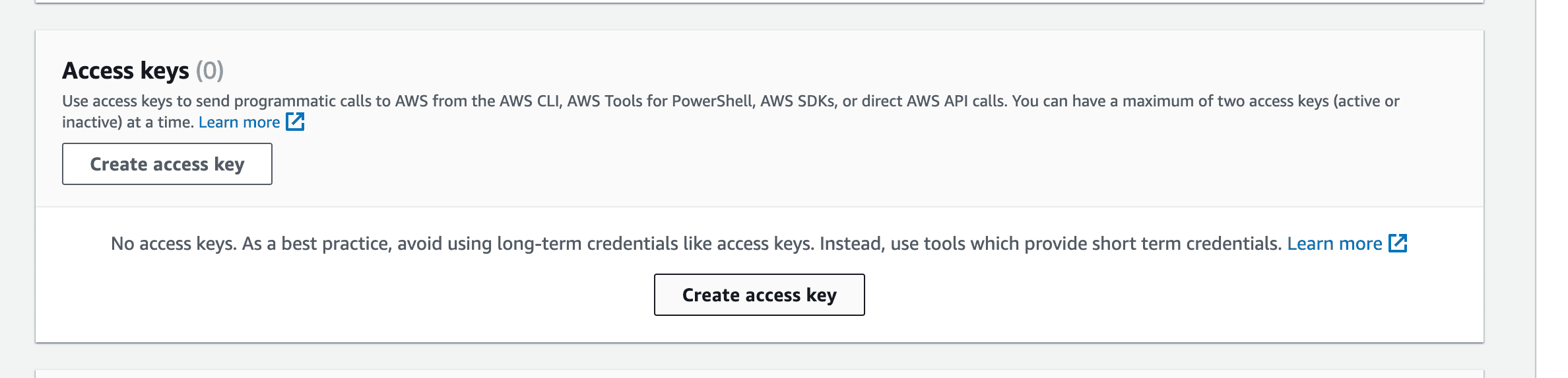 AWS create access key