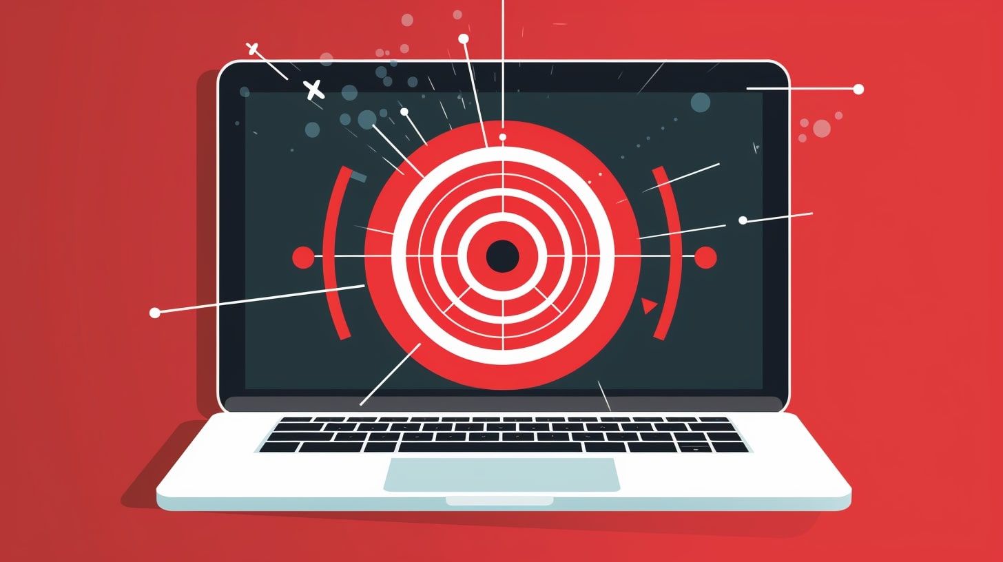 Web crawling vs. web scraping: illustration of target on computer screen to represent web scraping