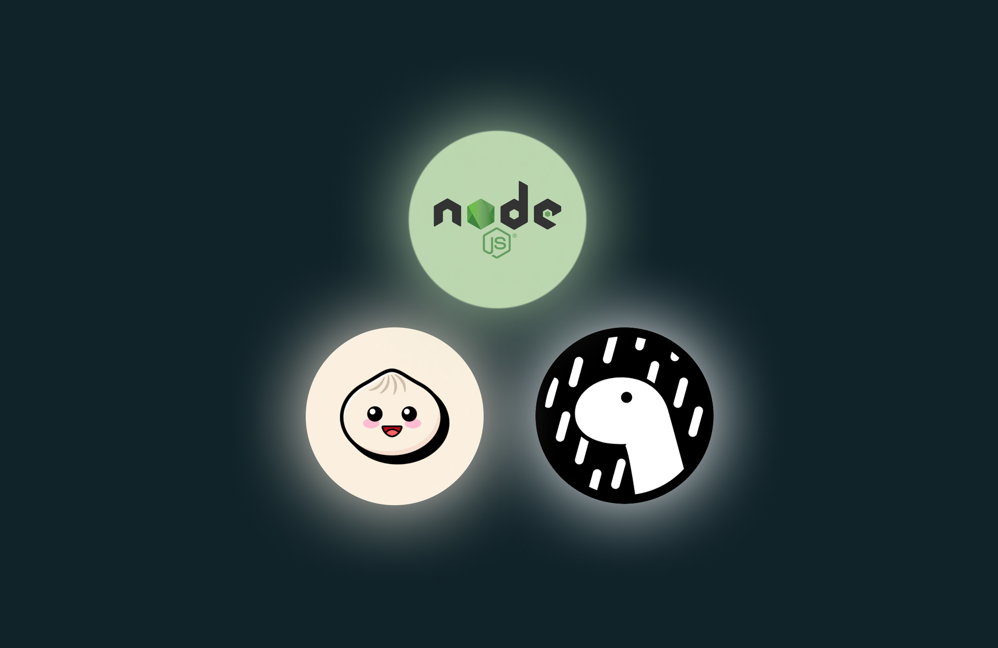 Node vs. Deno vs. Bun icons