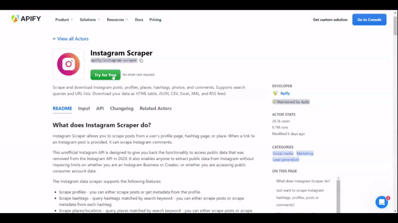 How to use Instagram Scraper in a few clicks