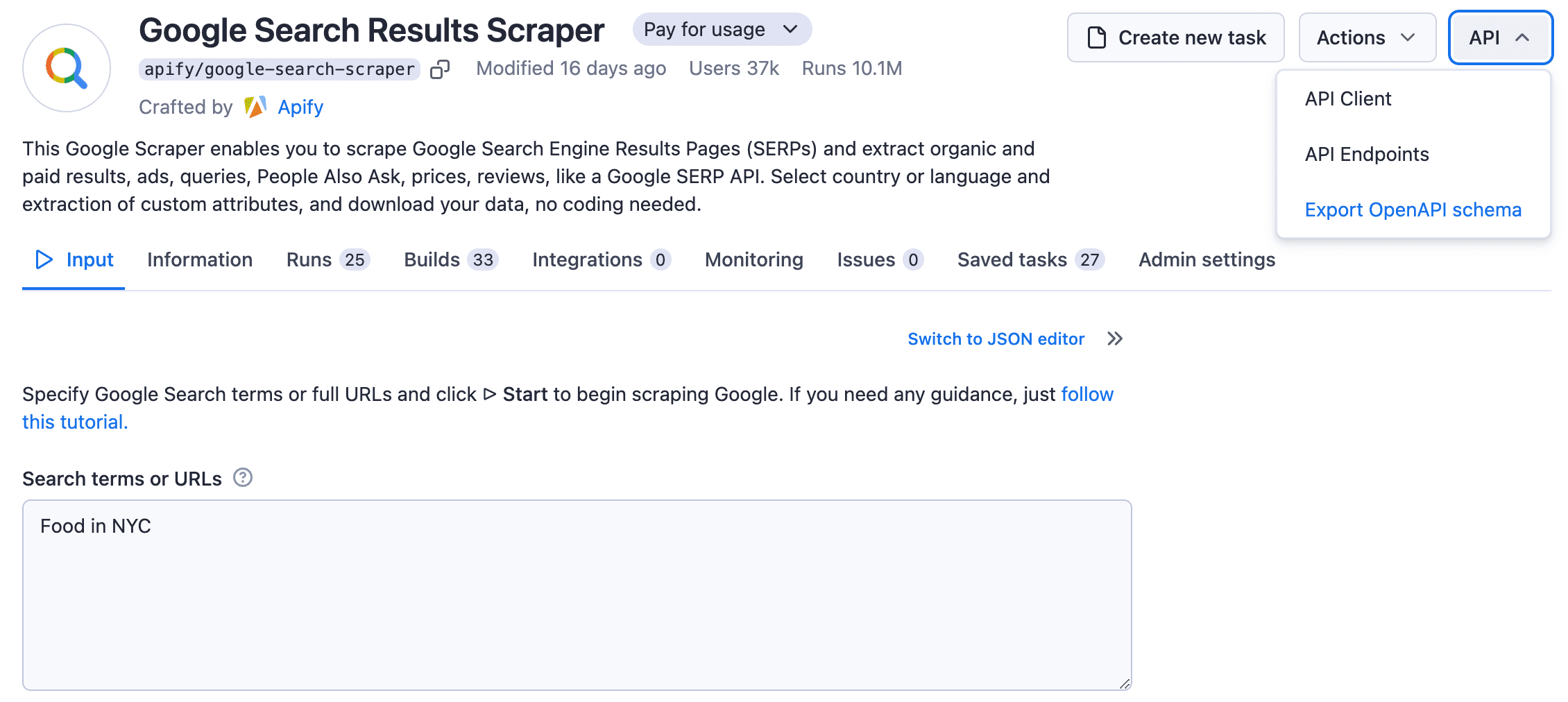 Google Search Scraper Actor details