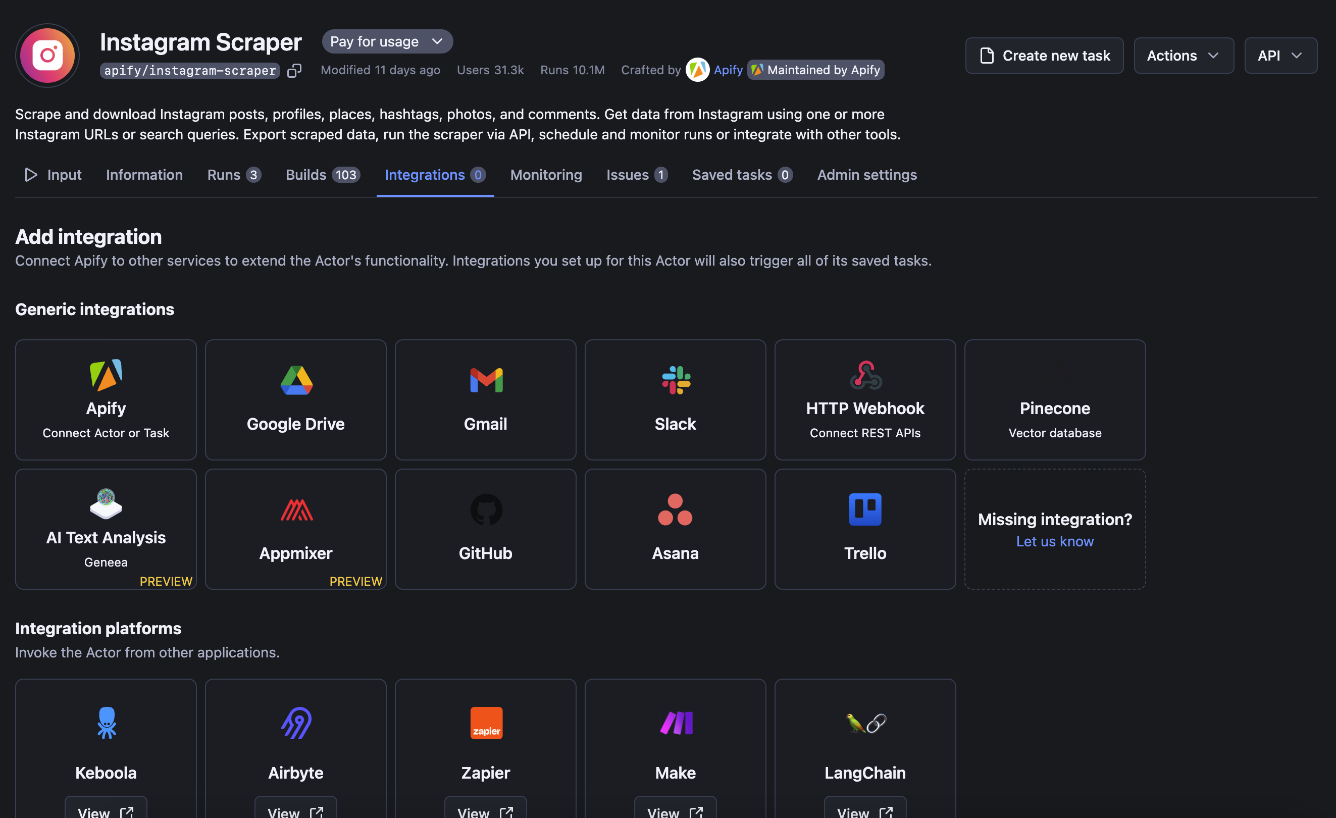 Step 5. Bonus: integrate your data, export it using API, or set up a scraping schedule