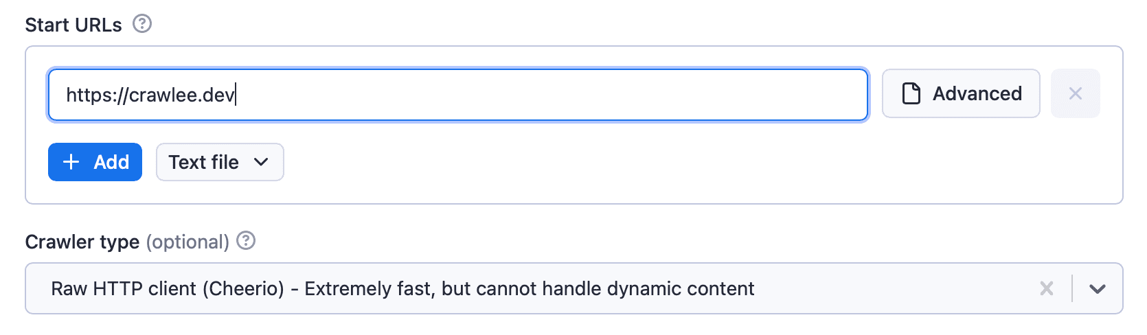 Website Content Crawler settings