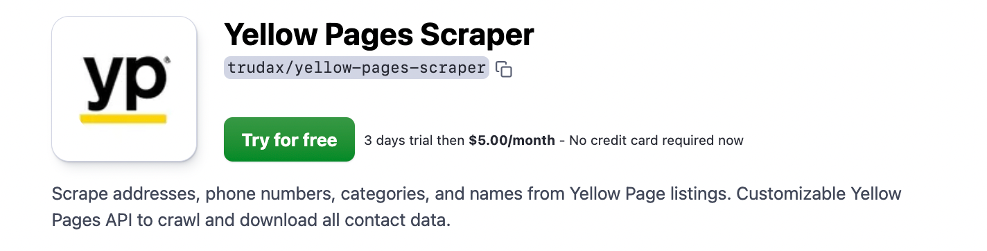 Step 1. Find Yellow Pages Scraper