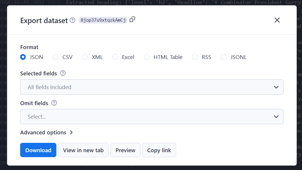 Choosing a format to export your dataset