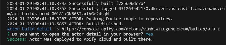 Deploying your scraper to the cloud. Pushing your Actor to Apify.