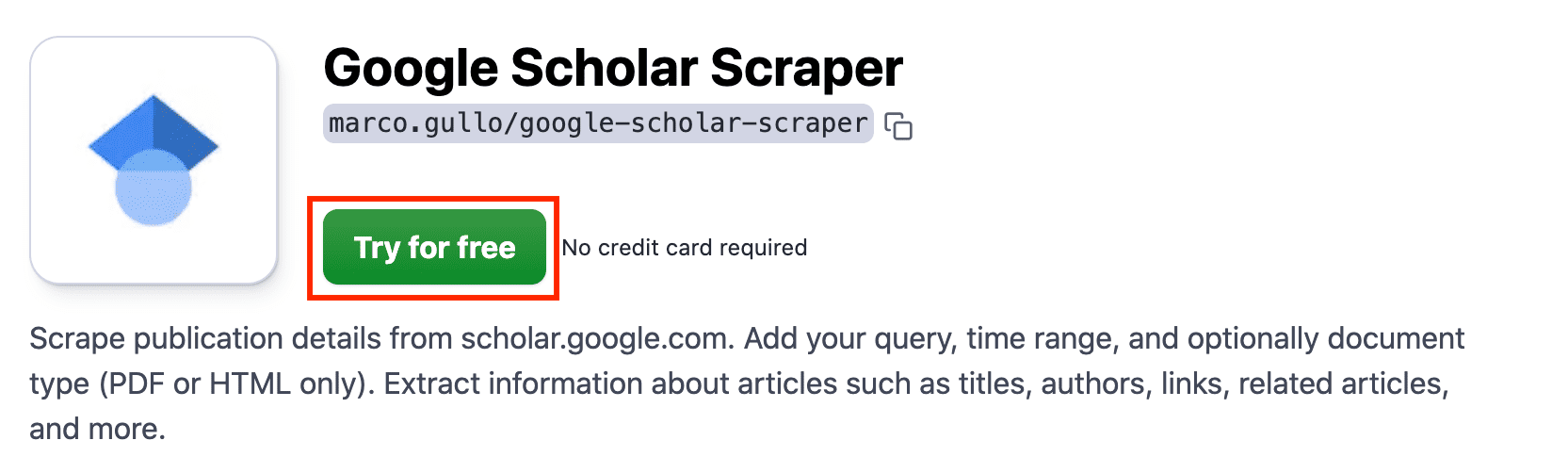 Scrape publication details from scholar.google.com