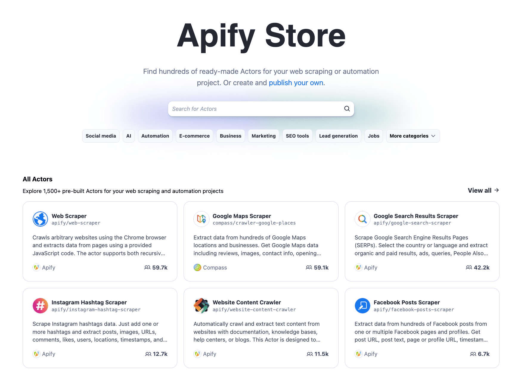 Apify Store - API marketplace