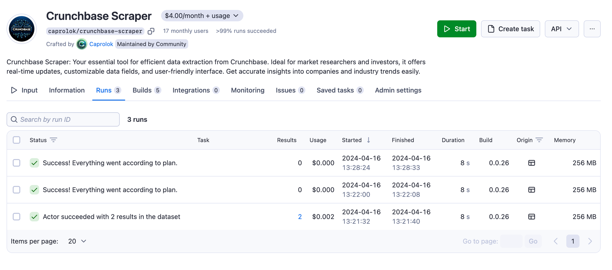 How to extract data from Crunchbase