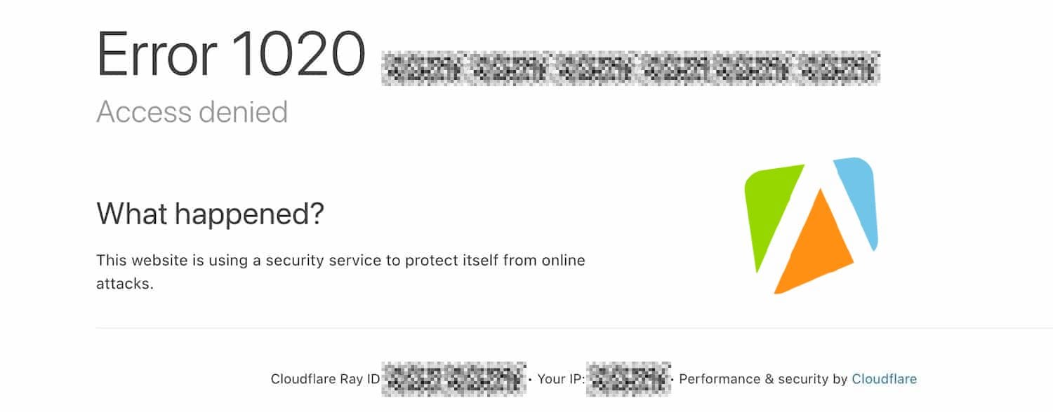Error Code 1020 by Cloudflare