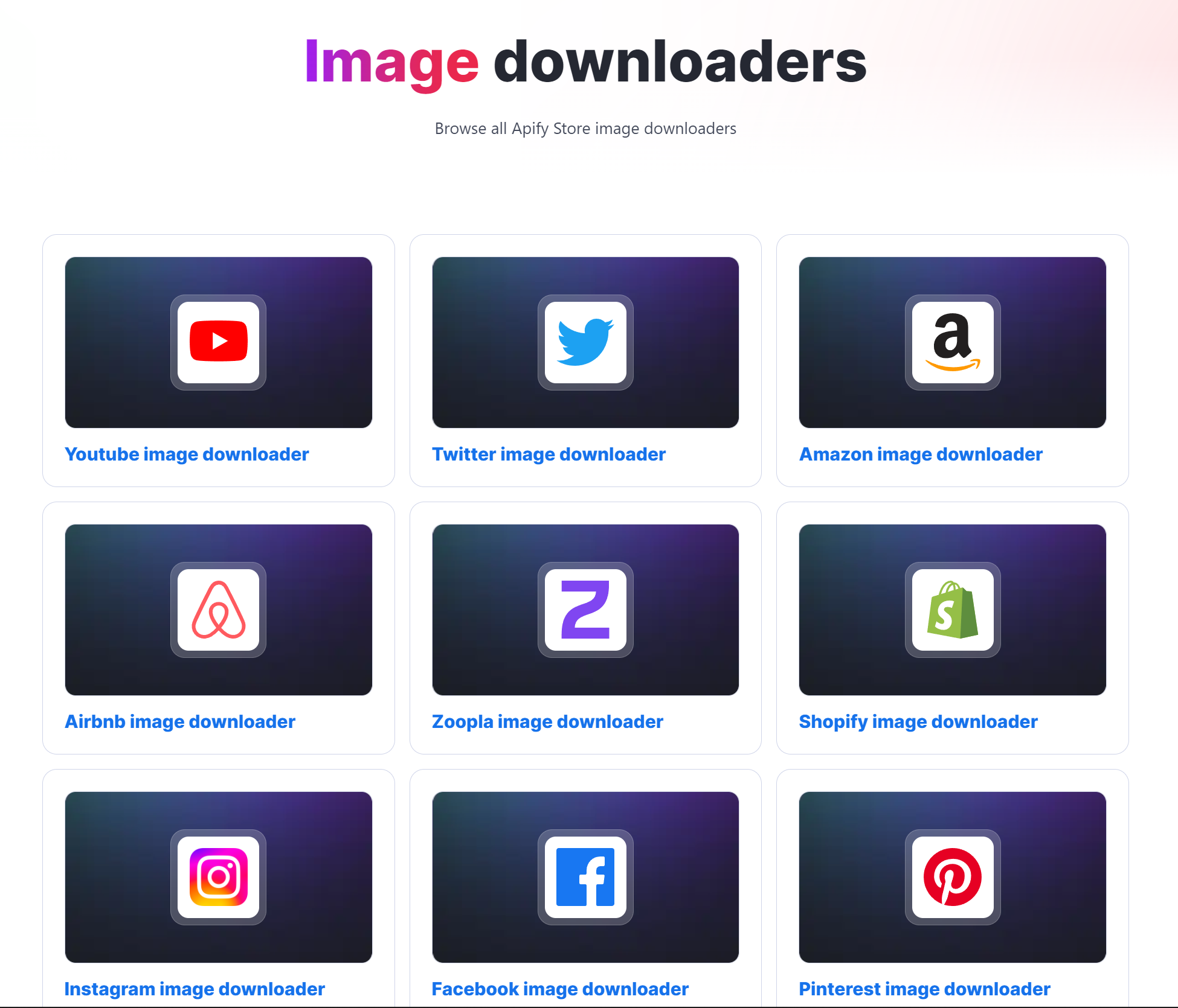 Apify Store has image downloaders for many popular websites