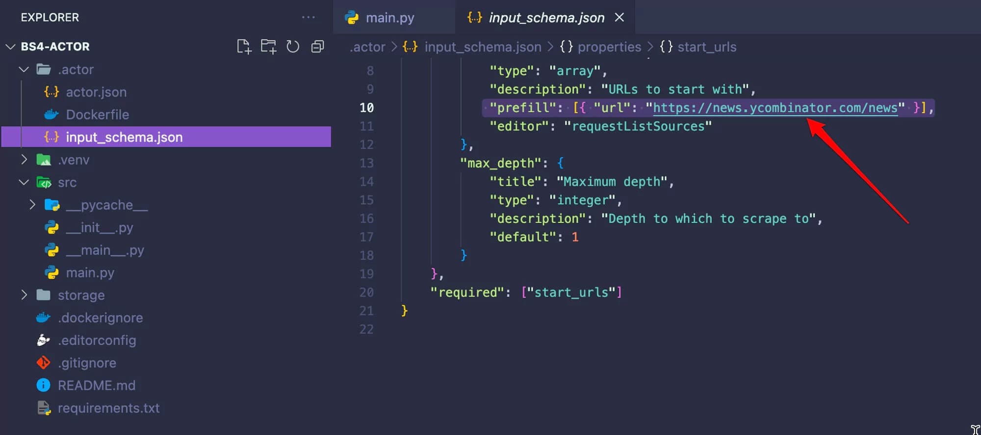 input schema