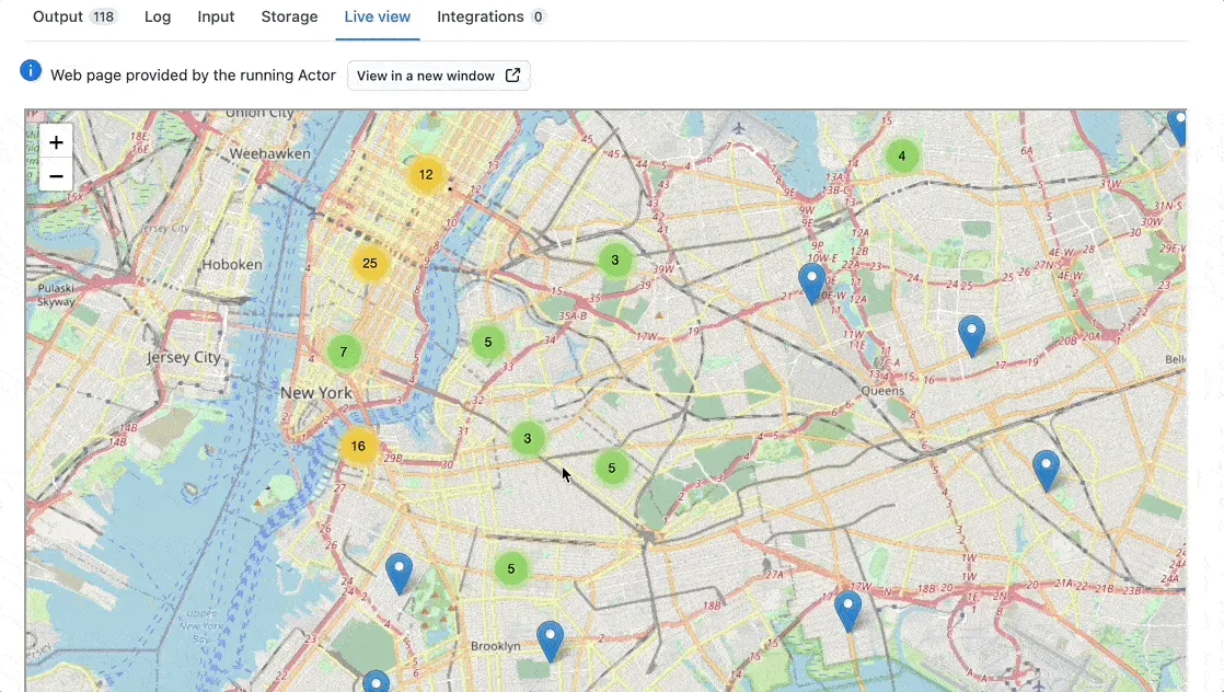 Visualization of data extracted from Google Maps