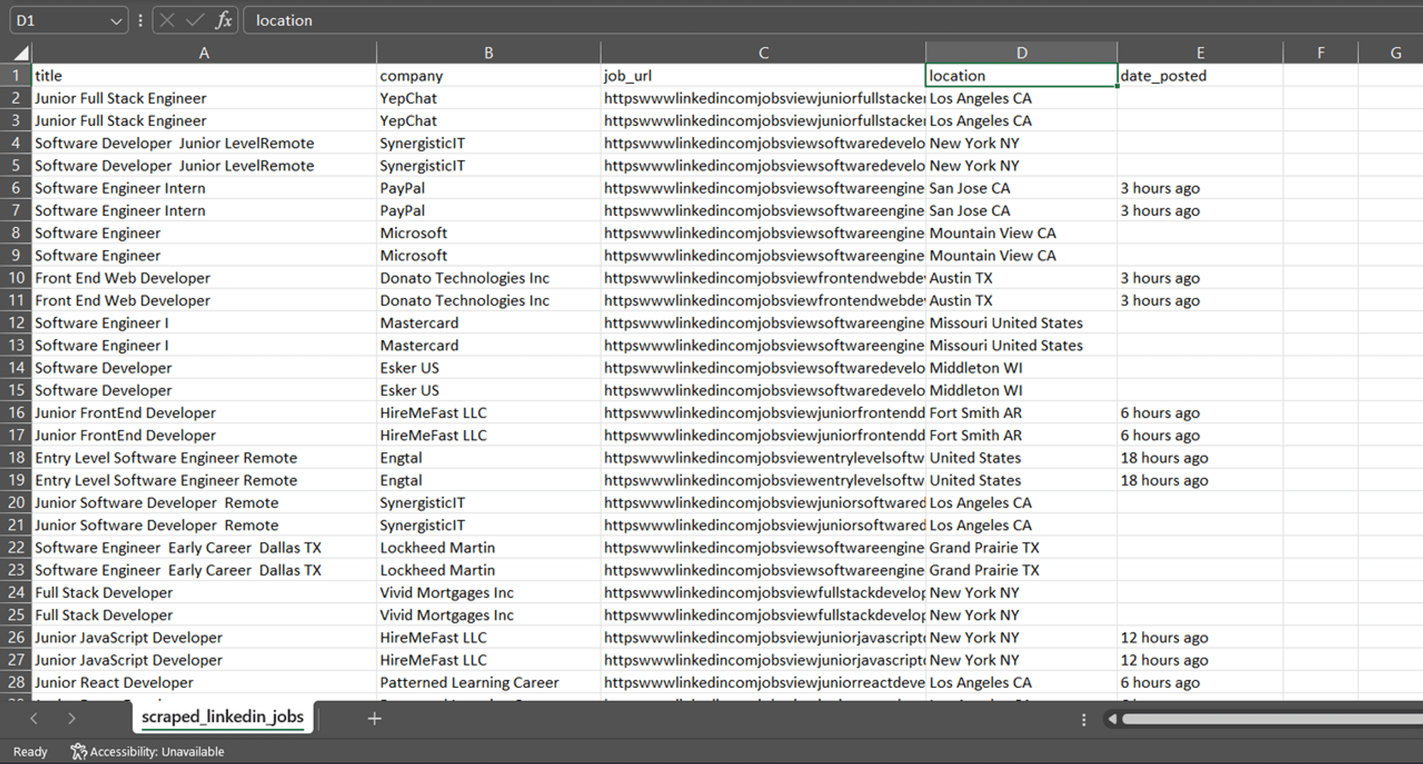 Exporting scraped LinkedIn data to a CSV file