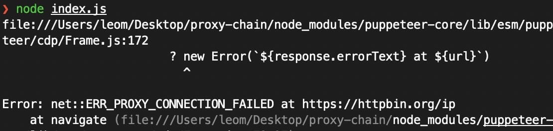 Proxy error message