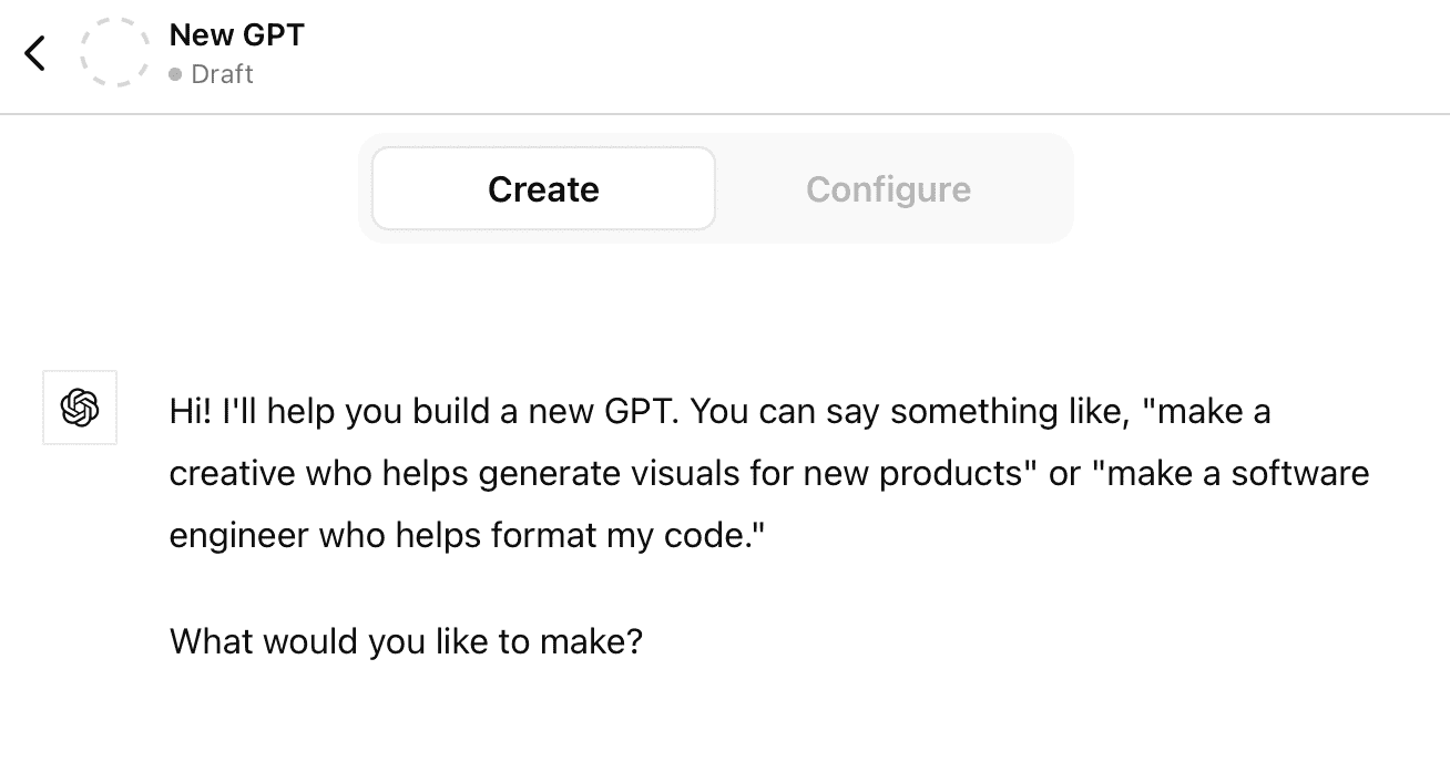 Create a new GPT